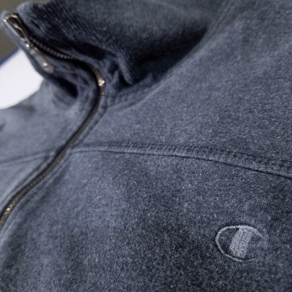 Champion Grey Zip-up Sweatshirt w/ Pockets - Picture 4 of 12